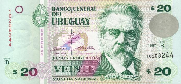 Front of Uruguay p74a: 20 Pesos Uruguayos from 1994