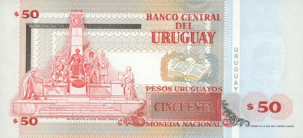 Back of Uruguay p75a: 50 Pesos Uruguayos from 1994