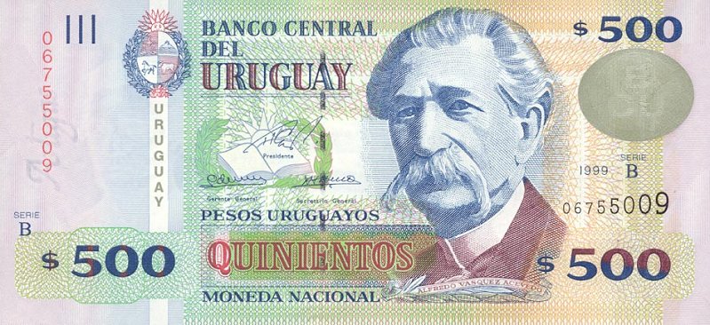 Front of Uruguay p82: 500 Pesos Uruguayos from 1999