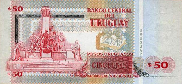 Back of Uruguay p87a: 50 Pesos Uruguayos from 2008