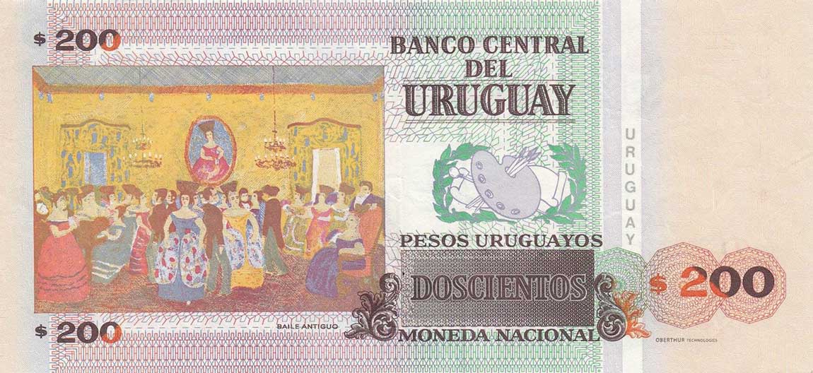 Back of Uruguay p89b: 200 Pesos Uruguayos from 2009