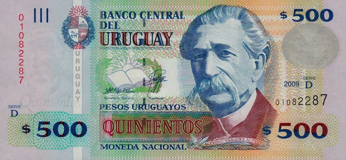 Front of Uruguay p90b: 500 Pesos Uruguayos from 2009