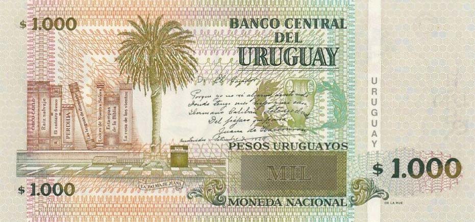 Back of Uruguay p91a: 1000 Pesos Uruguayos from 2004