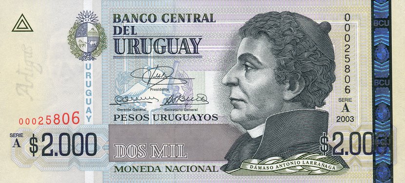 Front of Uruguay p92a: 2000 Pesos Uruguayos from 2003