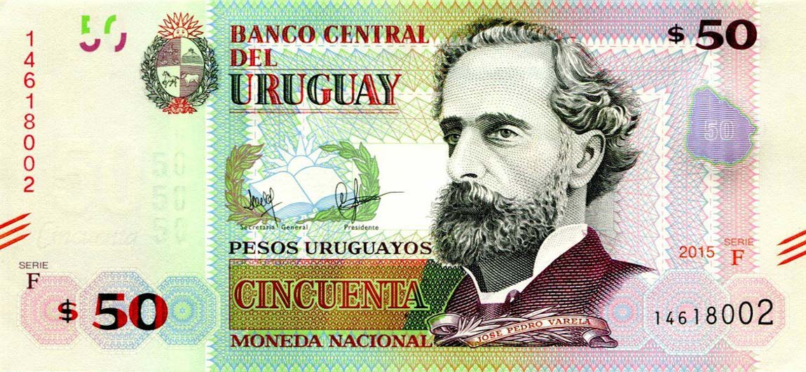 Front of Uruguay p94: 50 Pesos Uruguayos from 2015