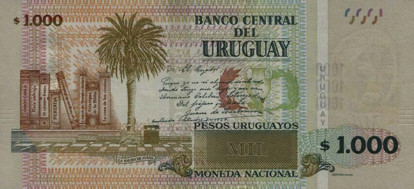 Back of Uruguay p98: 1000 Pesos Uruguayos from 2015