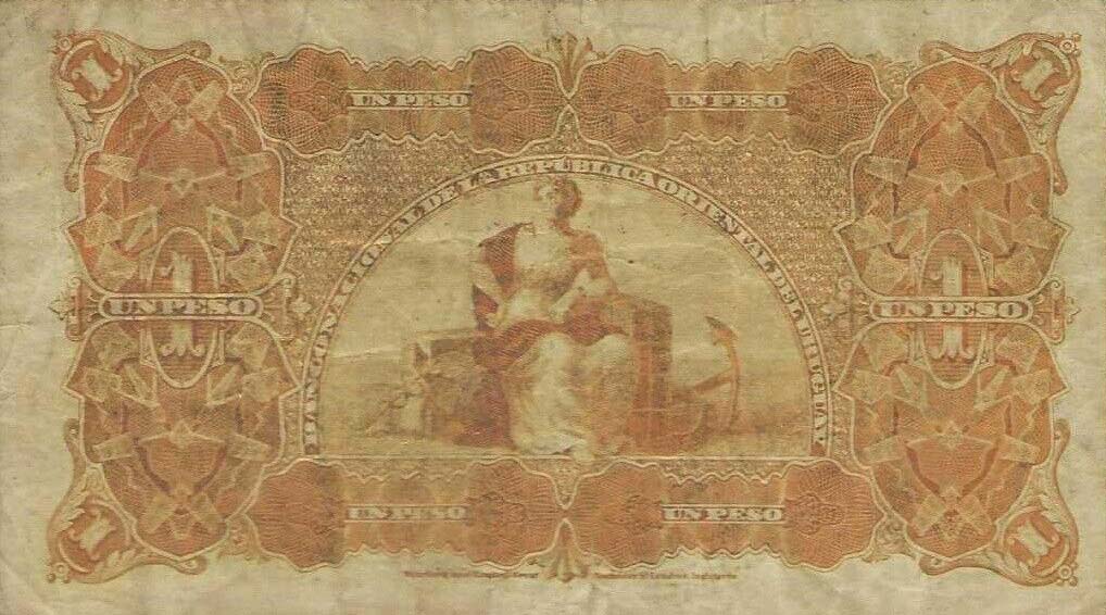 Back of Uruguay pA90c: 1 Peso from 1887