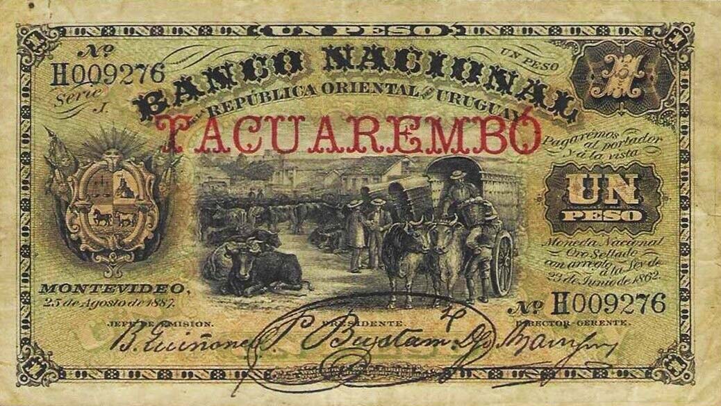 Front of Uruguay pA90c: 1 Peso from 1887