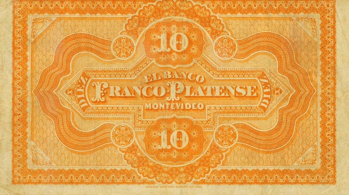 Back of Uruguay pS172a: 10 Pesos from 1871