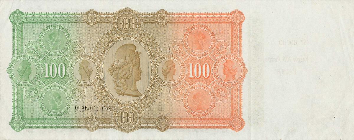 Back of Uruguay pS245s: 100 Pesos from 1883