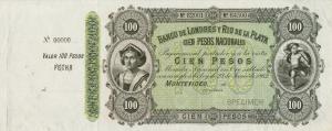 pS245s from Uruguay: 100 Pesos from 1883