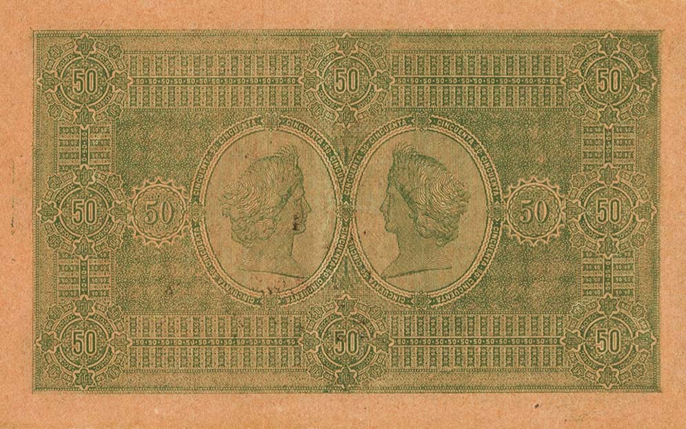 Back of Uruguay pS302: 50 Centesimos from 1875