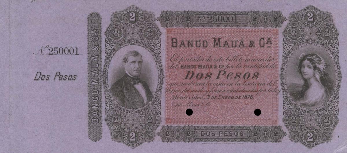 Front of Uruguay pS314r: 2 Pesos from 1876