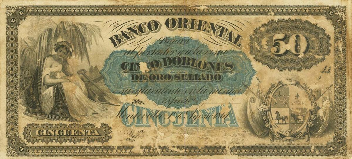 Front of Uruguay pS387p: 50 Pesos from 1867