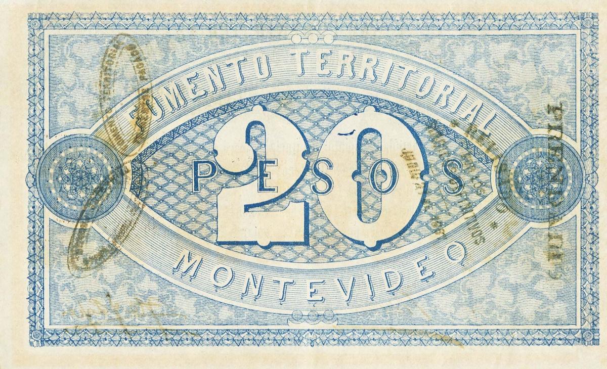 Back of Uruguay pS482: 20 Pesos from 1868