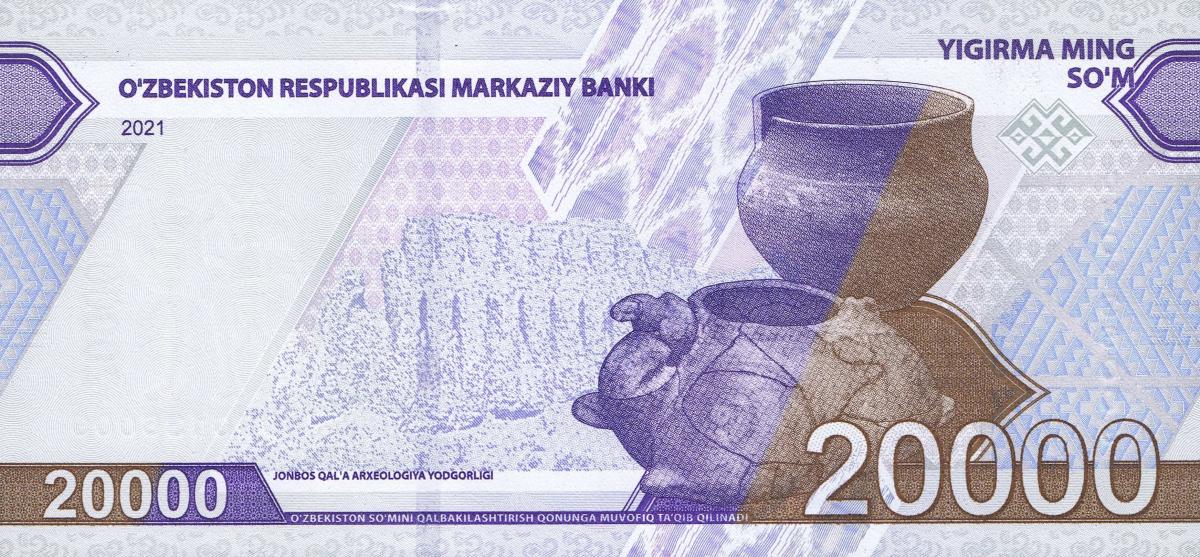 Back of Uzbekistan p90: 20000 Sum from 2021