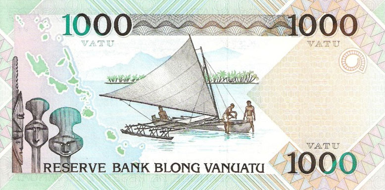 Back of Vanuatu p10a: 1000 Vatu from 2002
