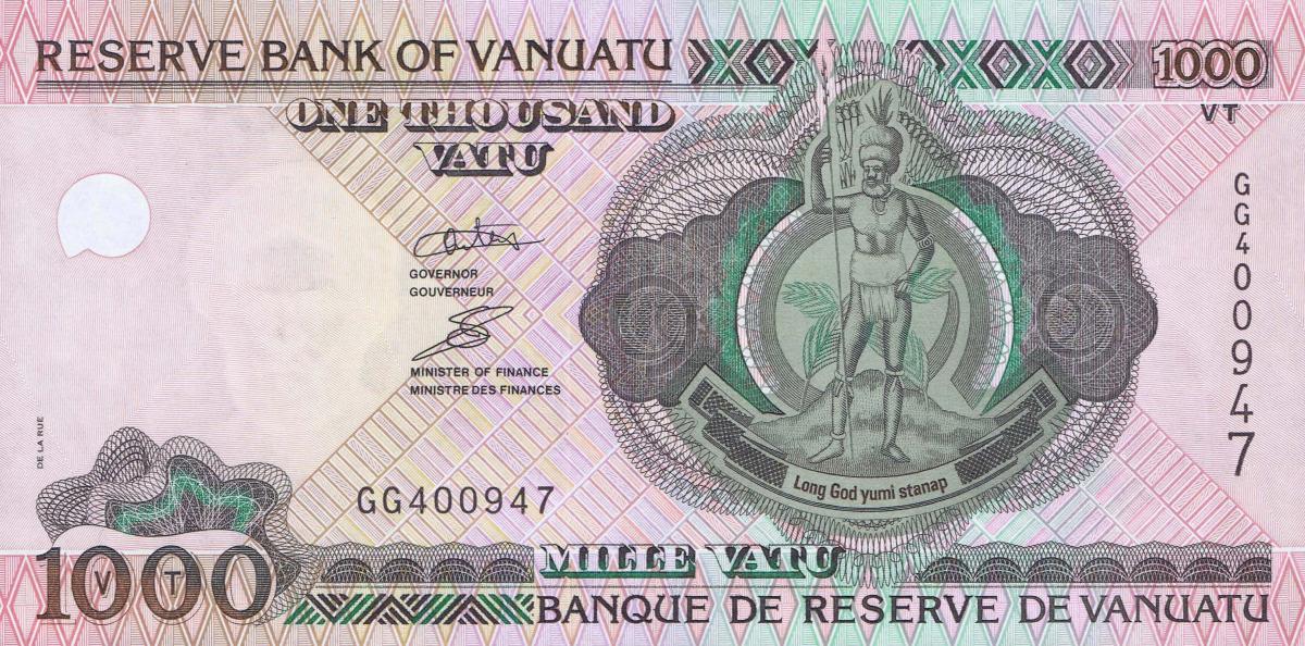 Front of Vanuatu p10b: 1000 Vatu from 2002