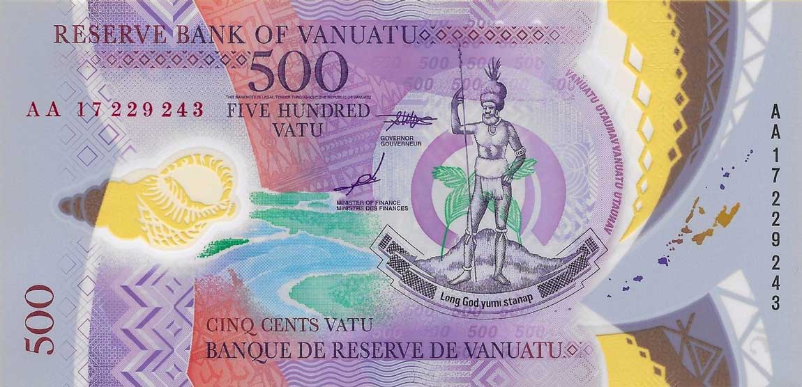 Front of Vanuatu p18: 500 Vatu from 2017