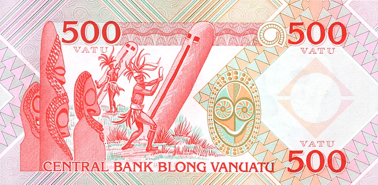 Back of Vanuatu p2a: 500 Vatu from 1982