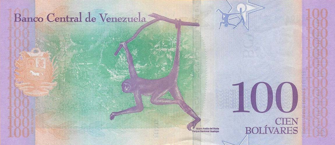 Back of Venezuela p106r: 100 Bolivar from 2018