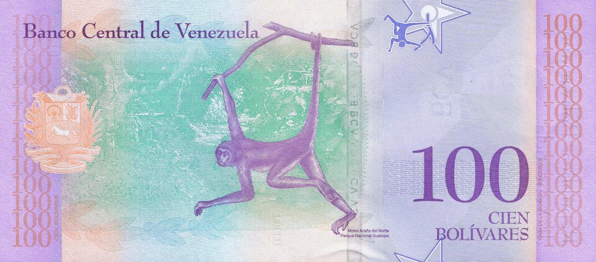 Back of Venezuela p106b: 100 Bolivar from 2018