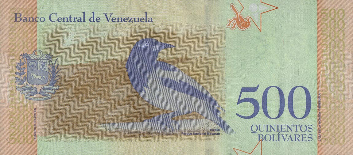 Back of Venezuela p108b: 500 Bolivar from 2018