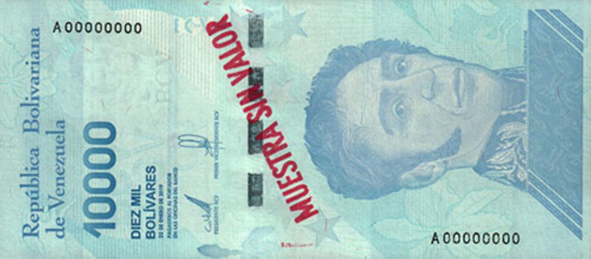 Front of Venezuela p109s: 10000 Bolivar from 2019