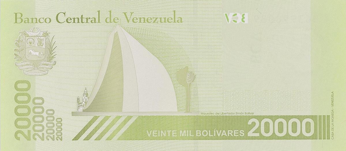 Back of Venezuela p110b: 20000 Bolivar from 2019