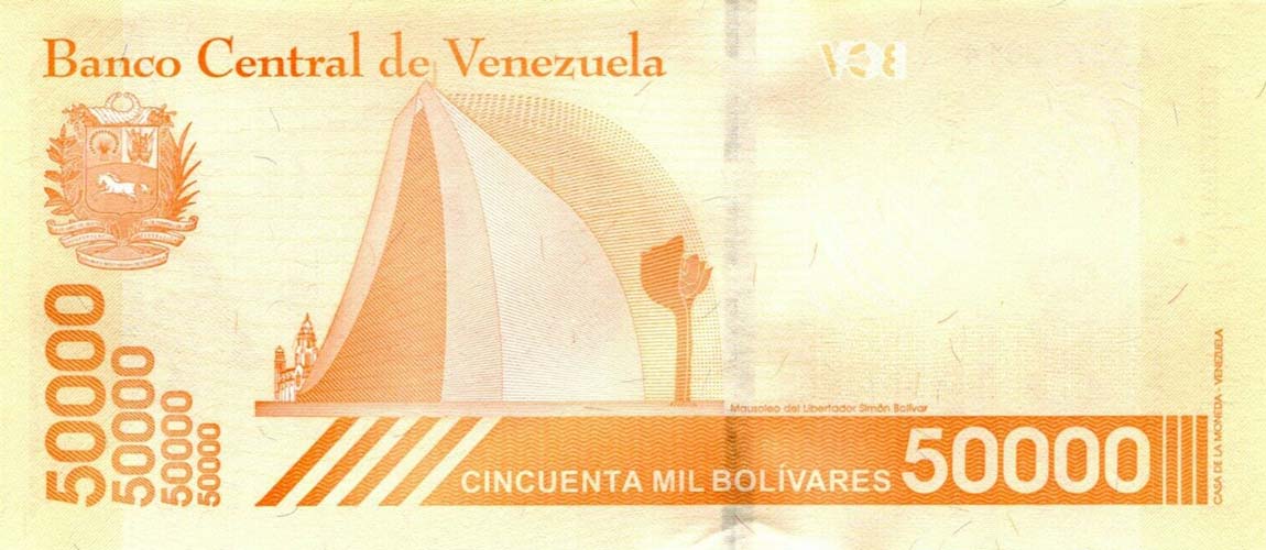 Back of Venezuela p111a: 50000 Bolivar from 2019