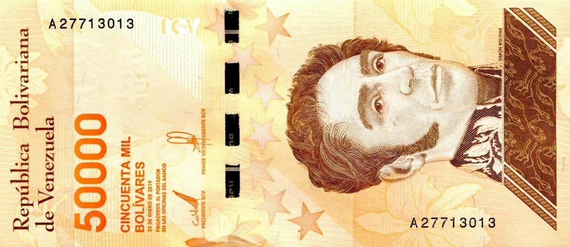 Front of Venezuela p111a: 50000 Bolivar from 2019