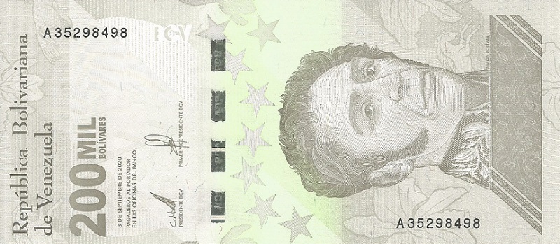 Front of Venezuela p112: 200000 Bolivar from 2020