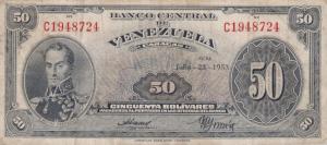 p33b from Venezuela: 50 Bolivares from 1953