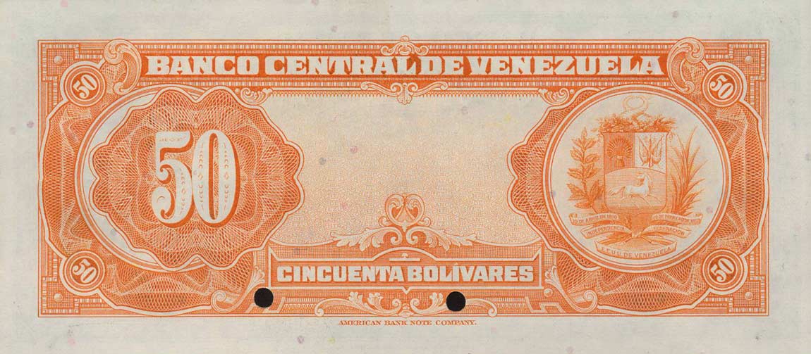 Back of Venezuela p33s: 50 Bolivares from 1940