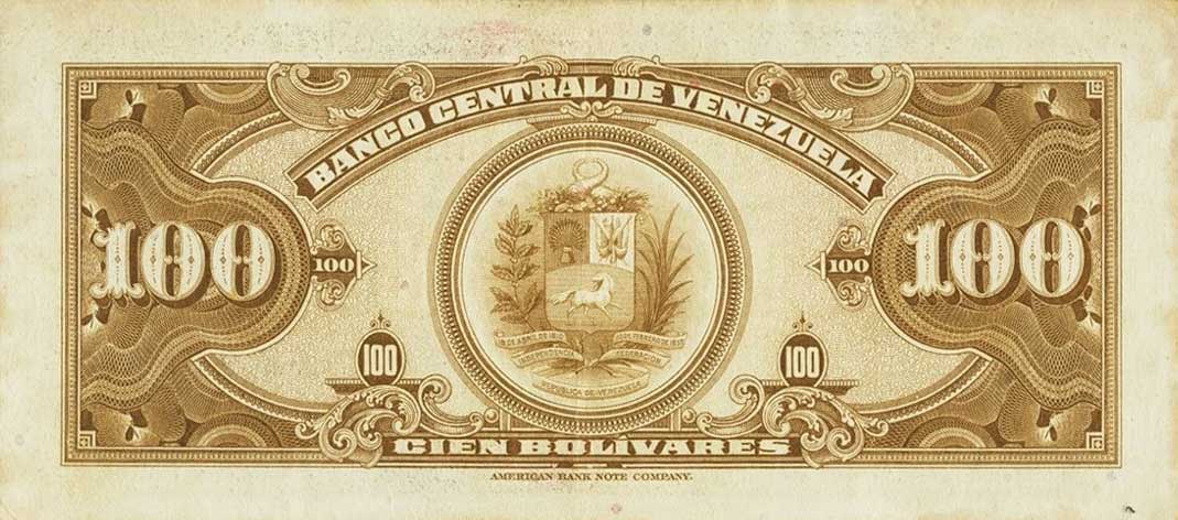 Back of Venezuela p34c: 100 Bolivares from 1954