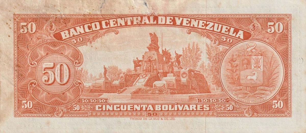 Back of Venezuela p40: 50 Bolivares from 1953