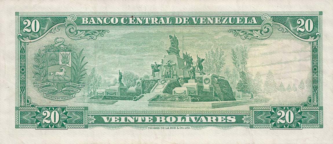 Back of Venezuela p46d: 20 Bolivares from 1970