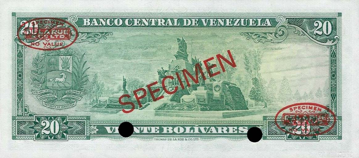 Back of Venezuela p46s3: 20 Bolivares from 1974