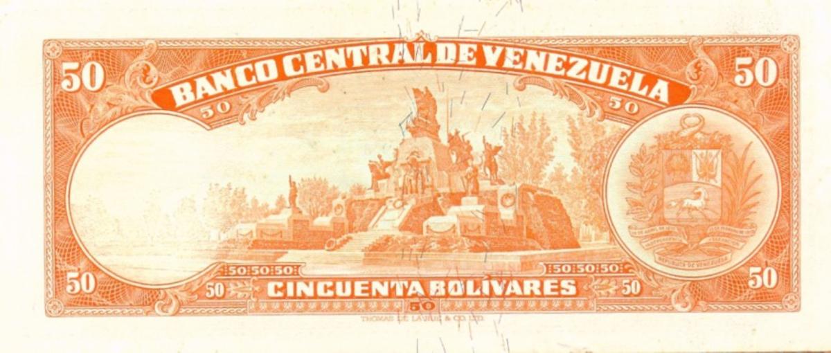 Back of Venezuela p47d: 50 Bolivares from 1967