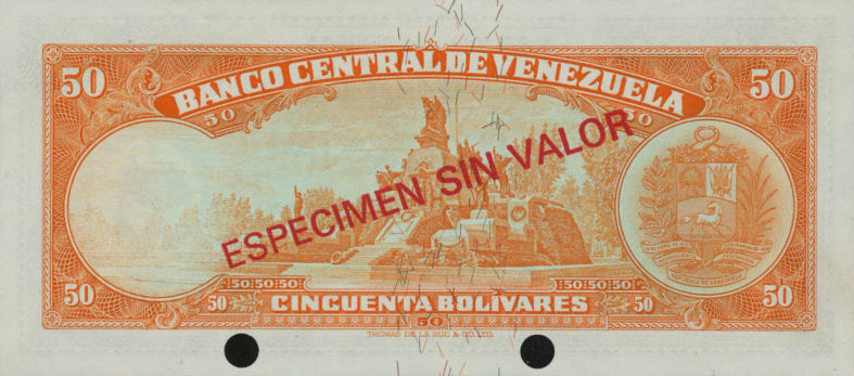 Back of Venezuela p47s: 50 Bolivares from 1964