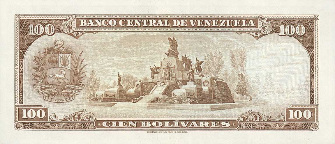 Back of Venezuela p48g: 100 Bolivares from 1970