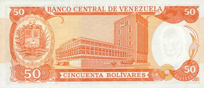 Back of Venezuela p54d: 50 Bolivares from 1977