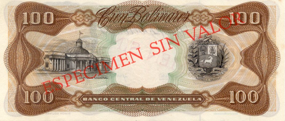 Back of Venezuela p55s1: 100 Bolivares from 1972