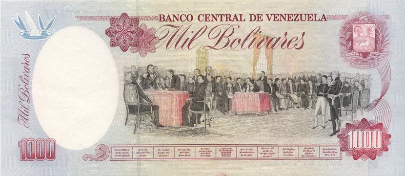 Back of Venezuela p73a: 1000 Bolivares from 1991