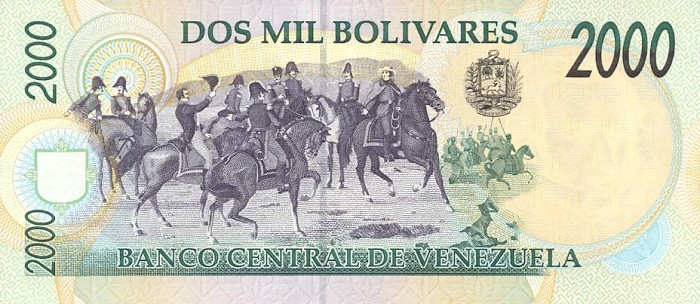 Back of Venezuela p74a: 2000 Bolivares from 1994