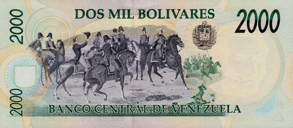 Back of Venezuela p77c: 2000 Bolivares from 1998