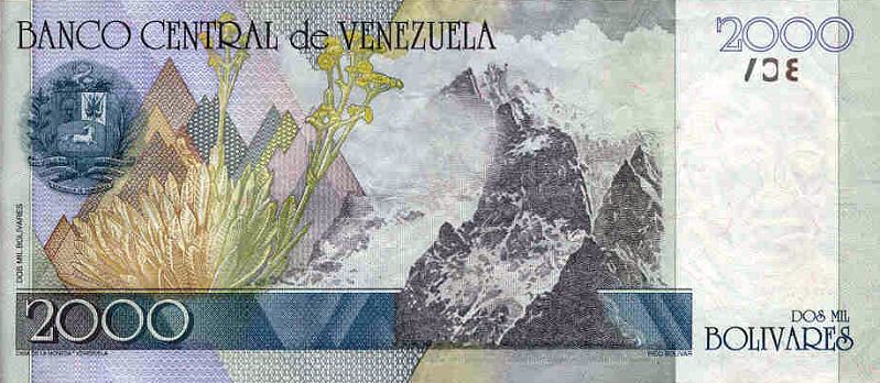 Back of Venezuela p80a: 2000 Bolivares from 1998