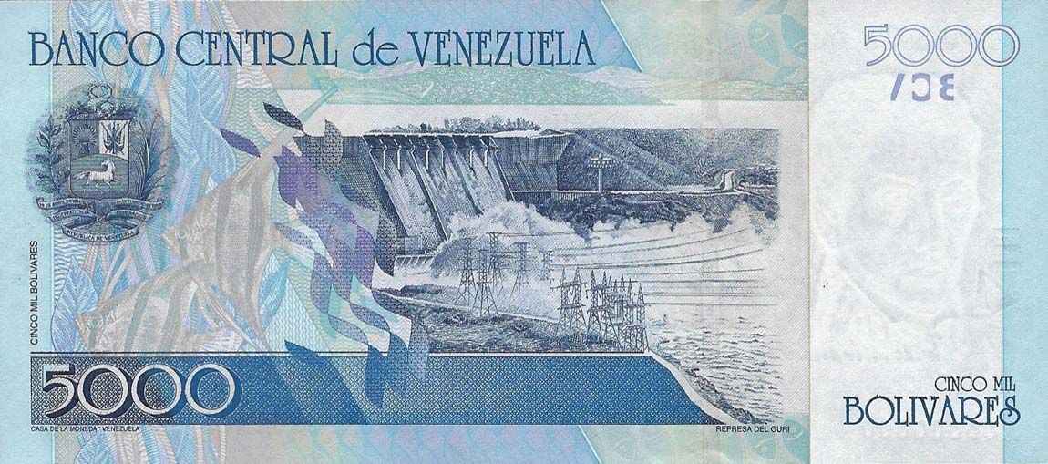 Back of Venezuela p84s: 5000 Bolivares from 2000