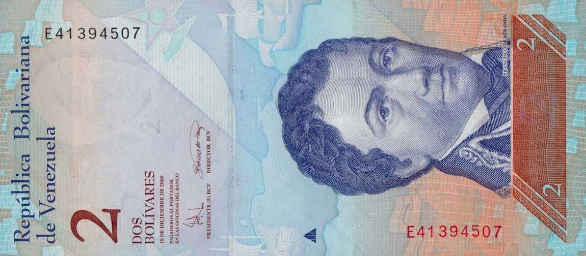 Front of Venezuela p88d: 2 Bolivares from 2012