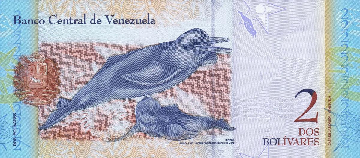 Back of Venezuela p88e: 2 Bolivares from 2012